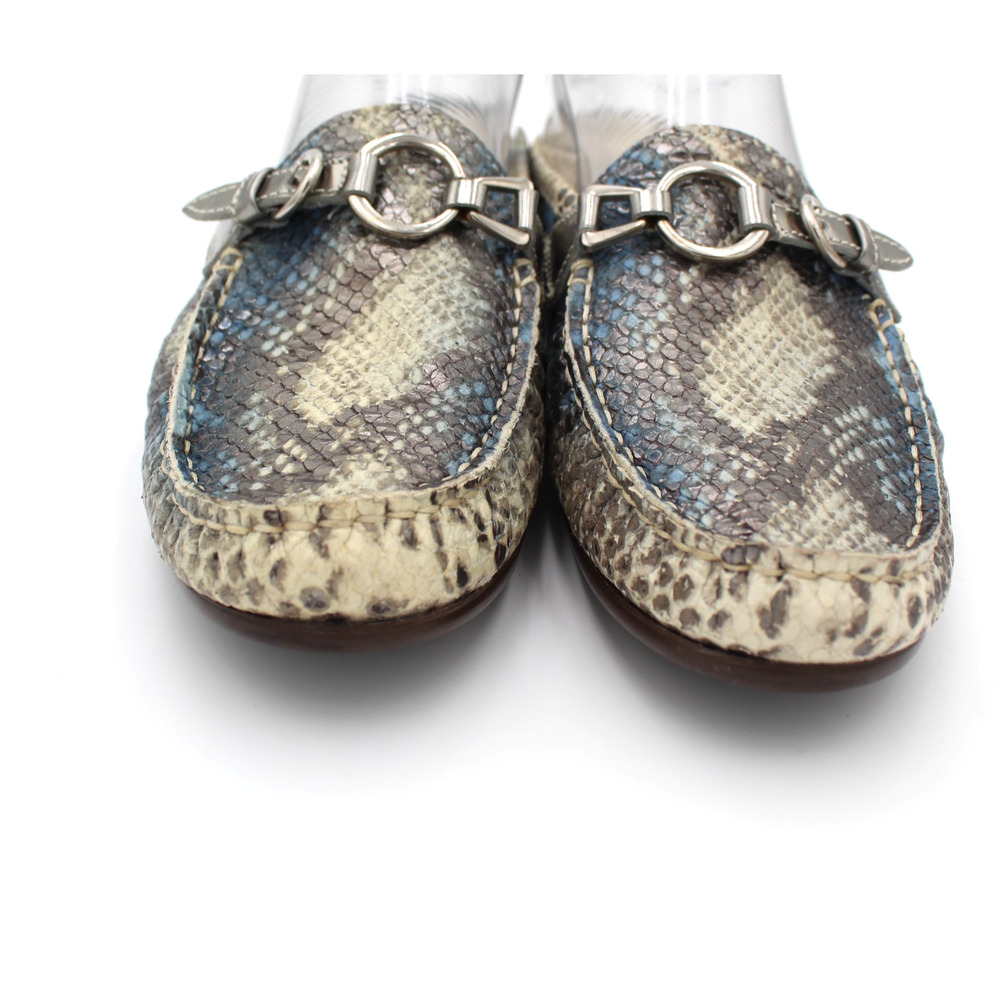 AGL Flats Size 39 Womens 9 Snakeskin Leather Horsebit Slip On Comfort Shoe Italy - Picture 4 of 9